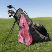 シルバースターマーブルポインセティアスピンクホリデイフローラ ゴルフタオル (グリーン)