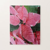 シルバースターマーブルポインセティアスピンクホリデイフローラ ジグソーパズル (縦)