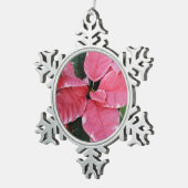 シルバースターマーブルポインセティアスピンクホリデイフローラ スノーフレークピューターオーナメント (右)