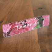 シルバースターマーブルポインセティアスピンクホリデイフローラ デスクネームプレート (側面)