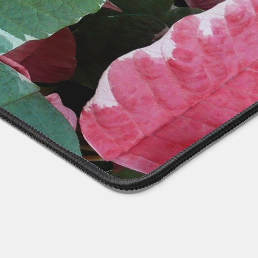 シルバースターマーブルポインセティアスピンクホリデイフローラ デスクマット (コーナー)