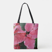 シルバースターマーブルポインセティアスピンクホリデイフローラ トートバッグ (裏面)