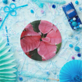 シルバースターマーブルポインセティアスピンクホリデイフローラ ペーパープレート (パーティー)