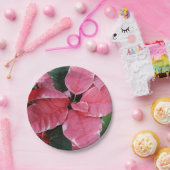 シルバースターマーブルポインセティアスピンクホリデイフローラ ペーパープレート (パーティー)