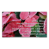 シルバースターマーブルポインセティアスピンクホリデイフローラ マグネット名刺 (正面)