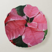 シルバースターマーブルポインセティアスピンクホリデイフローラ ラウンドクッション (裏面)