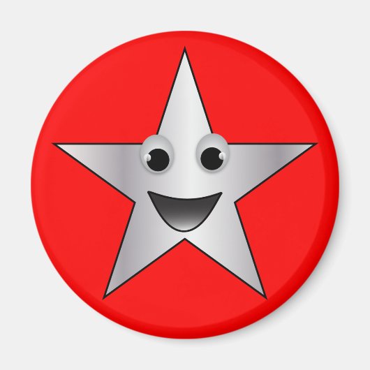 シルバースター笑顔顔 マグネット (正面)