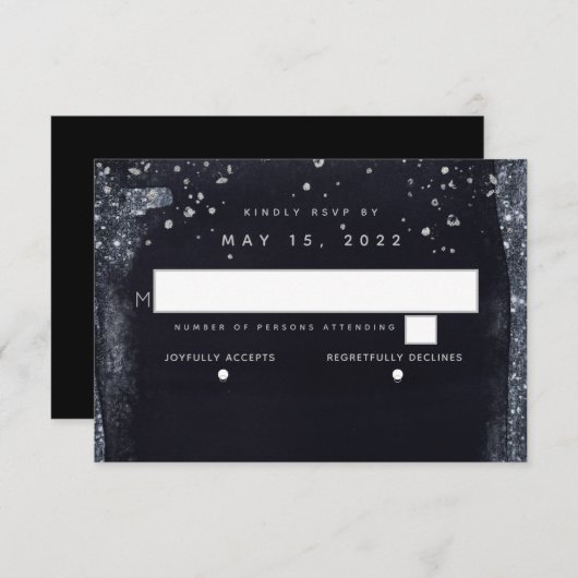 シルバースター結婚リーナイトの食事の選択肢RSVP 出欠カード (正面/裏面)