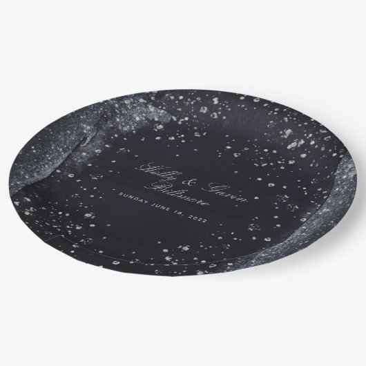 シルバースター結婚リーナイト9インチディナー ペーパープレート (アングル)