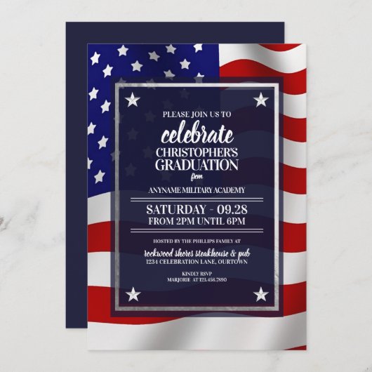 シルバースター軍隊アカデミーグラウデーションパーティー 招待状 (正面/裏面)