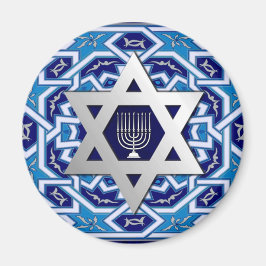 シルバースター・オブ・デイヴィッドと（ユダヤ教）メノラー・ハムッカ マグネット