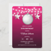 シルバースター ストリング ライト ピンク グラデーション 誕生日 招待状 (正面)