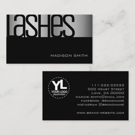 シルバースチールグスタイリッシュラムラグジュアリーエレガント美しい 名刺 (正面/裏面)