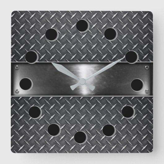 シルバースチールスクエアウォールクロック スクエア壁時計 (正面)