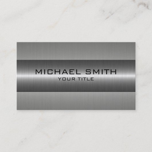 シルバーステンレス鋼ルック 名刺 (正面)