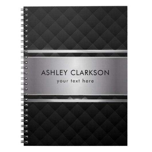 シルバーストライプの黒い背景 ノートブック (正面)