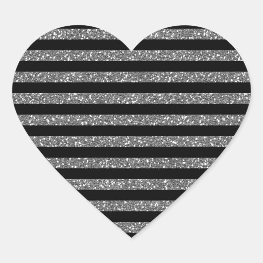 シルバーストライプズ・オン・ブラック・デコール ハートシール (正面)