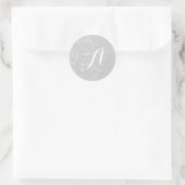 シルバーストライプモノグラム結婚式用シール ラウンドシール (バッグ)