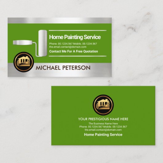 シルバーストライプローラ絵を描ーブラシホームペインター 名刺 (正面/裏面)