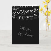 シルバーストリングオンブラック誕生日 カード (黄色い花)