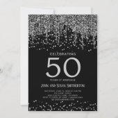 シルバーストリングライトグリッターブラック50周年記念 招待状 (正面)
