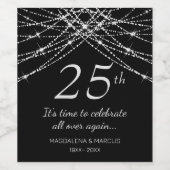 シルバーストリ結婚ング記念日 ワインラベル (シングルラベル)