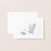 シルバーストークとベビー男の子の発表 箔カード (封筒付き正面)