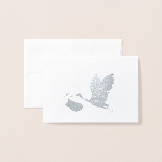 シルバーストークとベビー男の子の発表 箔カード (封筒付き正面)