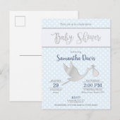 シルバーストーク男の赤ちゃんベビーシャワー インビテーションポストカード (正面/裏面)