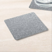 シルバーストーンゲイリー金ゴールドマーブルパープルグリッター スクエアペーパーコースター (アングル)