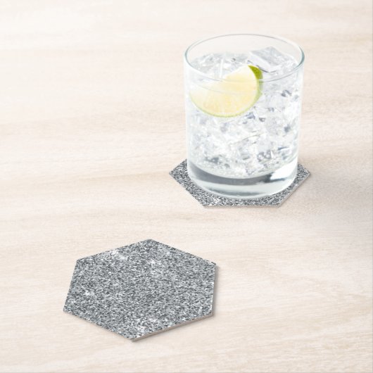 シルバーストーンゲイリー金ゴールドマーブルパープルグリッター ペーパーコースター (インサイチュ)