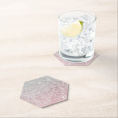 シルバーストーンゲイリー金ゴールドマーブルパープルグリッター ペーパーコースター (インサイチュ)