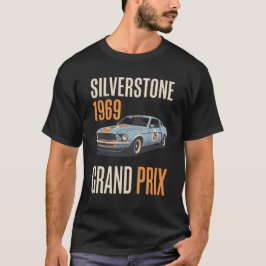 シルバーストーン1969ヴィンテージグランプリレーシングポスター Tシャツ