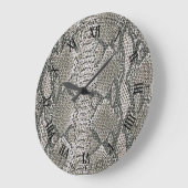 シルバースネークスキンラウンドローマ数字時計 ラージ壁時計 (傾斜)