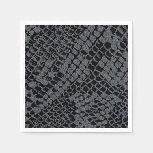 シルバースネークプリント紙カクテルナプキンス スタンダードカクテルナプキン (正面)