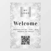 シルバースノービジネスロゴ歓迎オープニングQRコード ウィンドウサイン (シート)