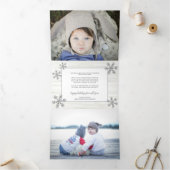 シルバースノーフレッ素朴ククリスマス5写真 三つ折りクリスマスカード (内部)