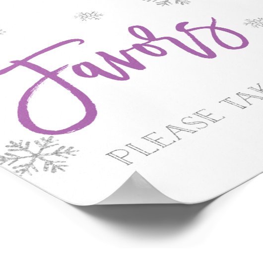 シルバースノーフレークとパープルシックの好意のサイン ポスター (角)