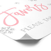 シルバースノーフレークとピンクのシックな好意のサイン ポスター (角)