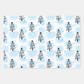 シルバースノーフレークとミスタントウとブルー ラッピングペーパーシート (正面3)