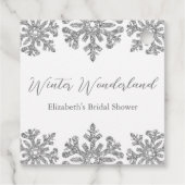 シルバースノーフレークの冬のブライズシャワー フェイバータグ (裏面)