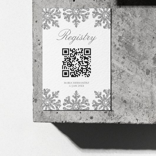 シルバースノーフレークウィンターキンセアニェラレジストリ エンクロージャーカード