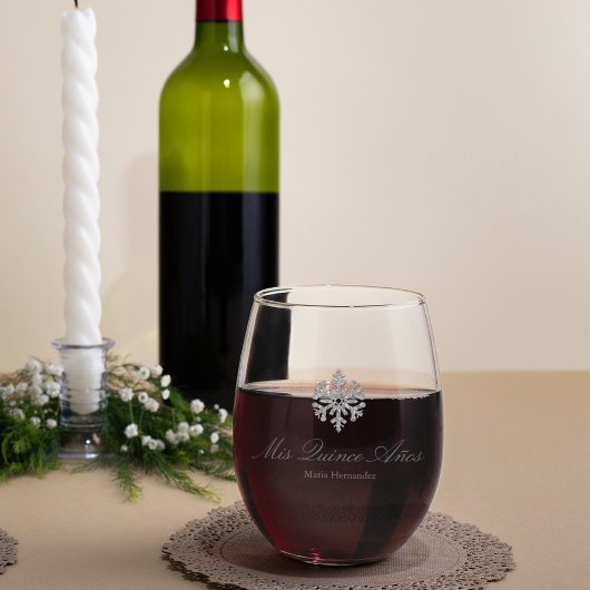 シルバースノーフレークウィンターキンセアニェラ ステムなしワイングラス