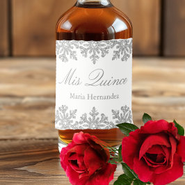 シルバースノーフレークウィンターキンセアニェラ リキュールボトルラベル