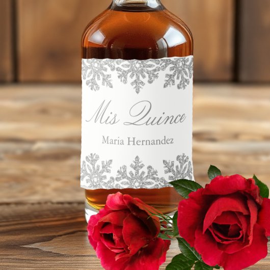 シルバースノーフレークウィンターキンセアニェラ リキュールボトルラベル