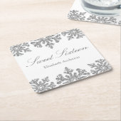 シルバースノーフレークウィンタースウィート16 スクエアペーパーコースター (アングル)