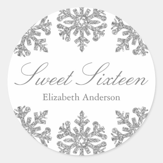 シルバースノーフレークウィンタースウィート16 ラウンドシール (正面)
