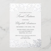 シルバースノーフレークウィンタースウィート16 箔招待状 (正面)