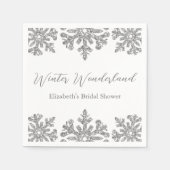 シルバースノーフレークウィンターブライダルシャワー スタンダードカクテルナプキン (正面)