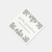 シルバースノーフレークウィンターブライダルシャワー スタンダードカクテルナプキン (角)